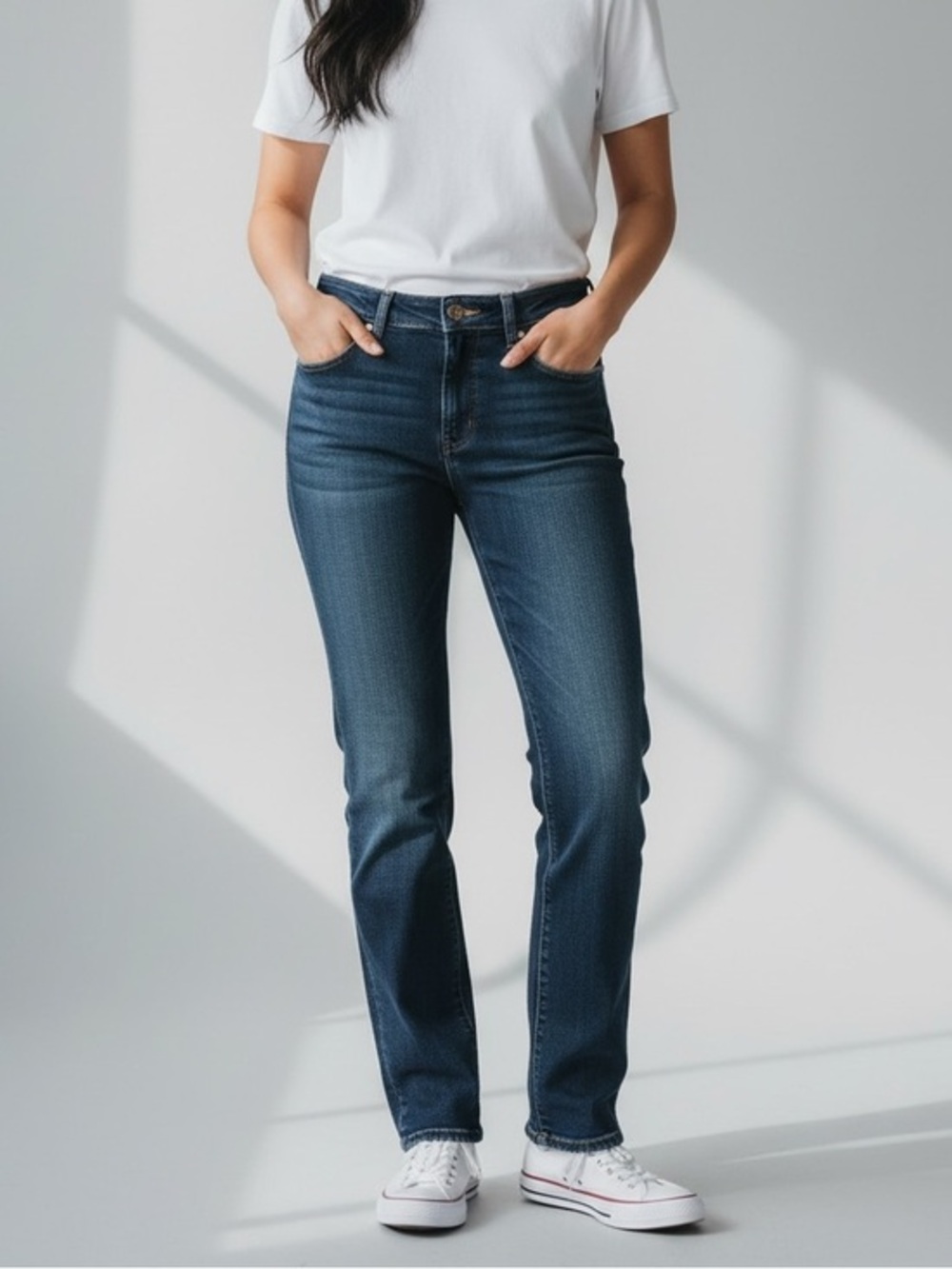 LOFT Dark Blue Straight Leg Jeans 99% Cotton